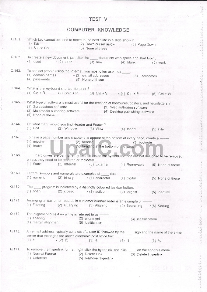 RBI Computer Knowledge model question paper